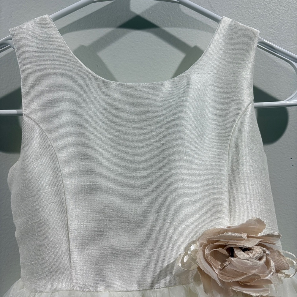 Girls Flower Girl Dress Ivory Organza Formal Holiday Size 6 Holiday Festive - Picture 5 of 8